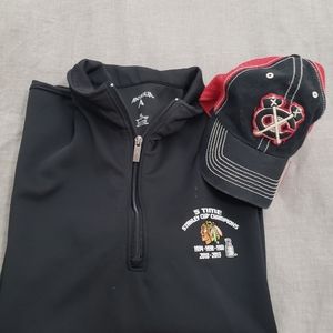 🏒 Quarter Zip, Plus Hat!!  Chicago Blackhawks Stanley Cup Edition XL